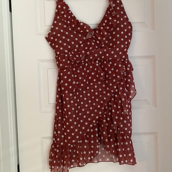 Summery Red Polka dot ruffle dress - Picture 2 of 5